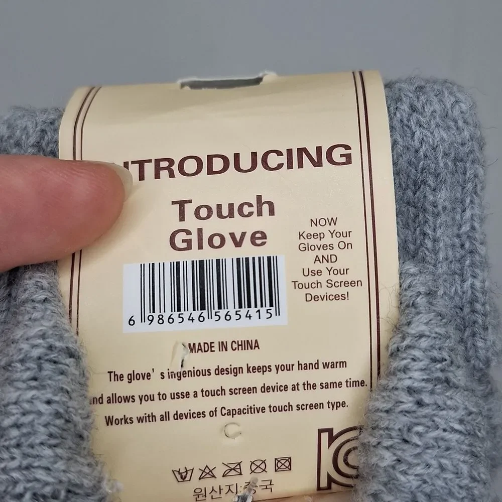Gray touch screen acrylic winter gloves